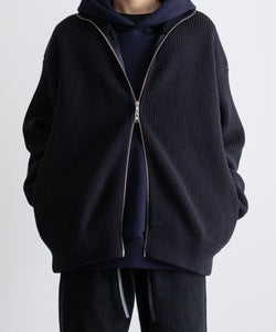 stein / シュタイン】OVERSIZED DRIVERS KNIT ZIP JACKET - DARK NAVY