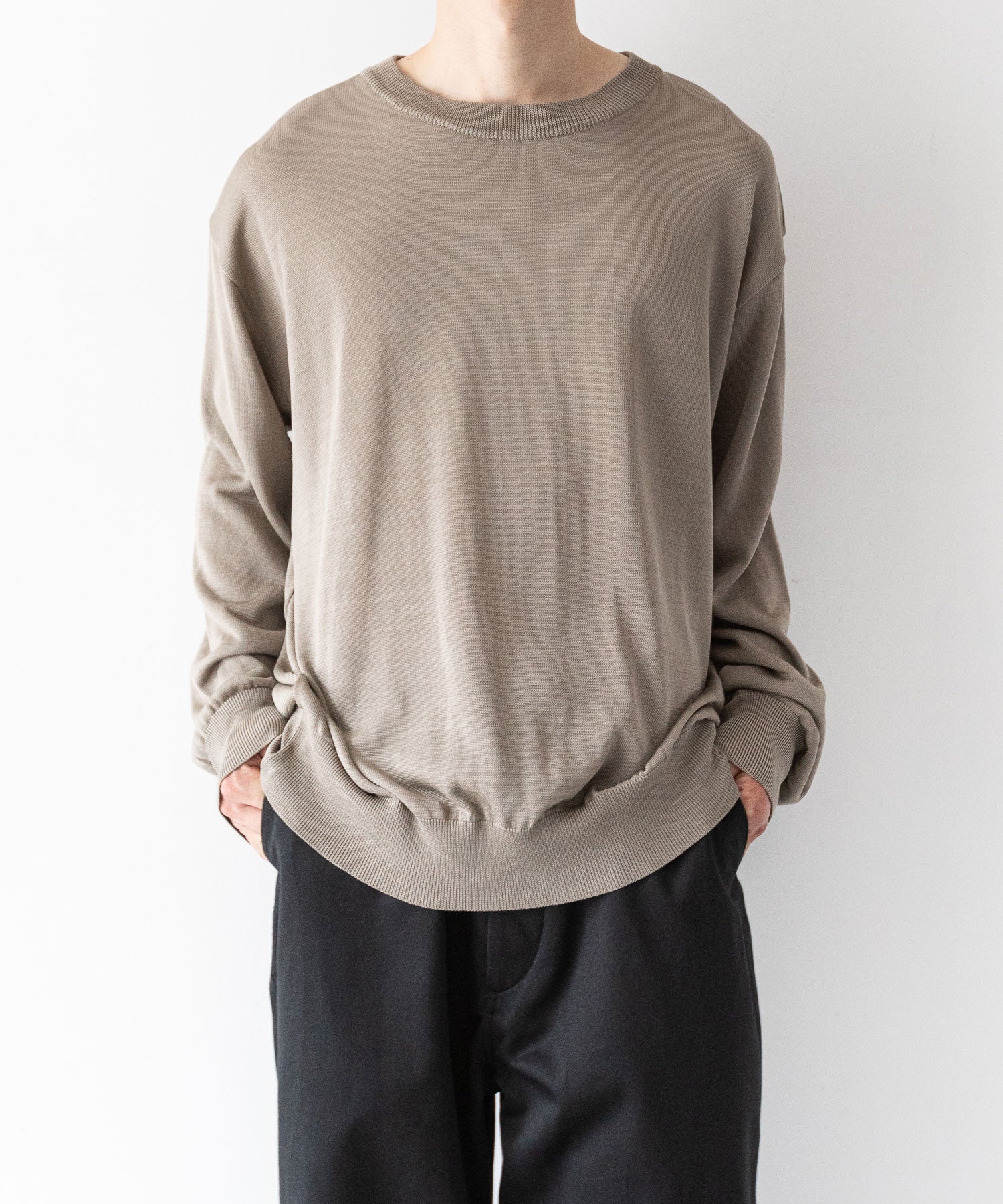 INTERIM / RAW SILK 100% CREW KNIT-