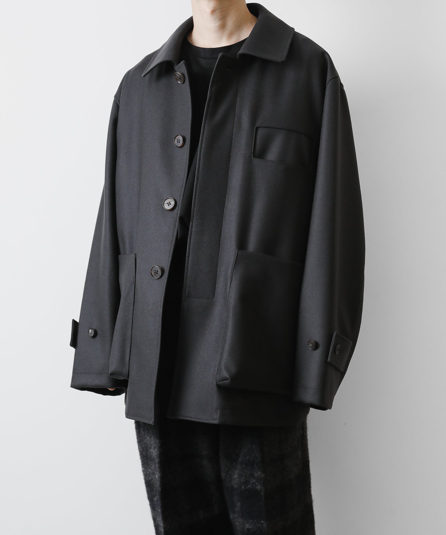 stein  OVERSIZED MELTON LEAN JACKET