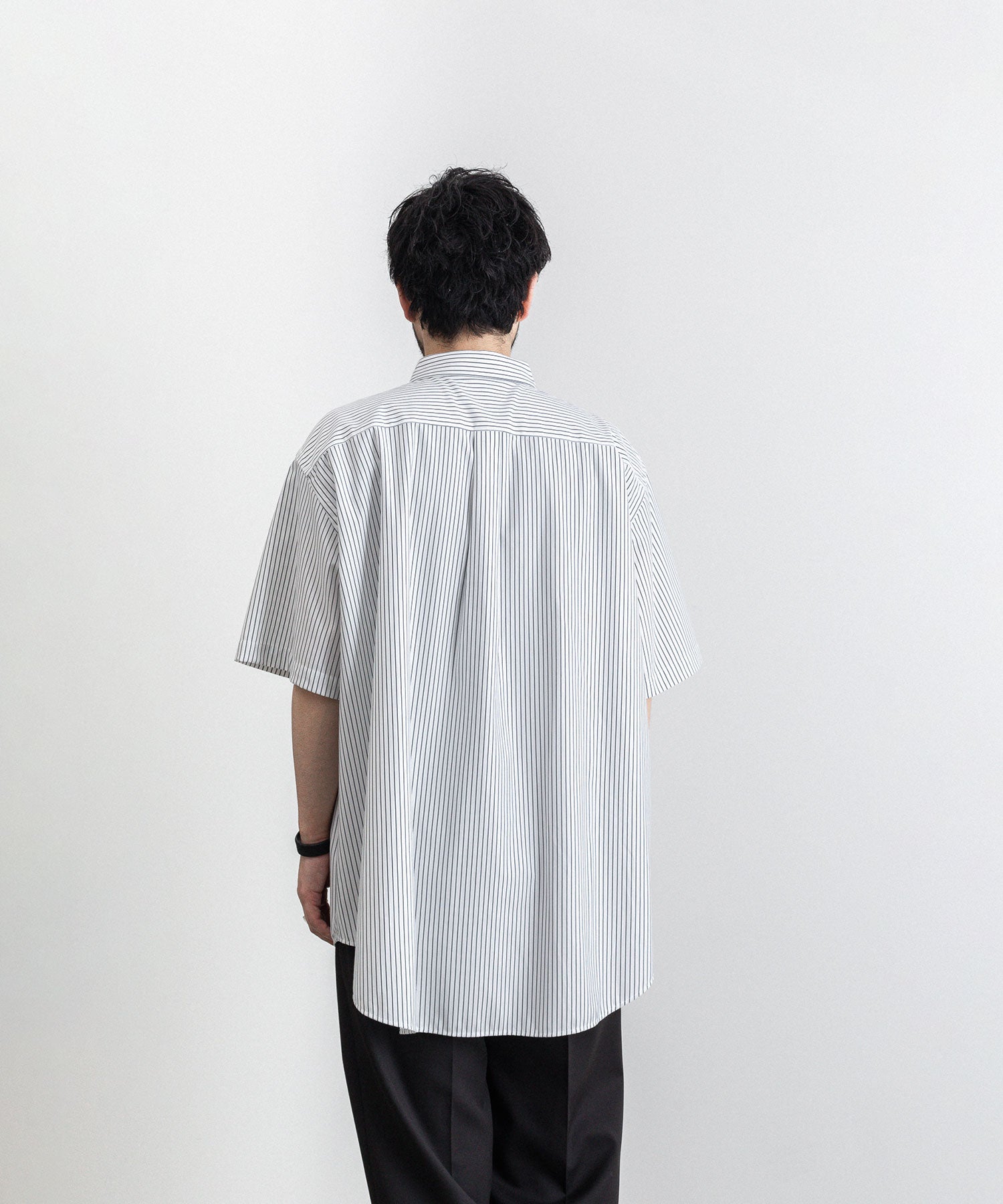 KANEMASA】PENCIL STRIPE DRESS JERSEY SHORT SLEEVE SHIRT - WHITE