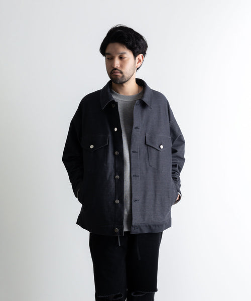 【KANEMASA】PIECE DYEING DENIM HIGH GAUGE JERSEY JACKET - NAVY