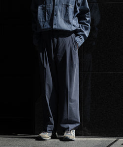 KANEMASA】FIBRI CUPRO VINTAGE EASY TUCK PANTS - CHARCOAL NAVY