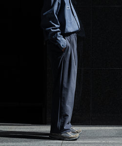 KANEMASA】FIBRI CUPRO VINTAGE EASY TUCK PANTS - CHARCOAL NAVY