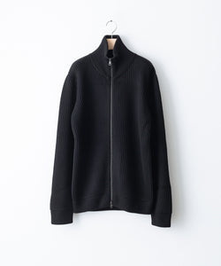 INTÉRIM / インテリム】HAND FRAMED DRIVERS ZIP KNIT - BLACK – session