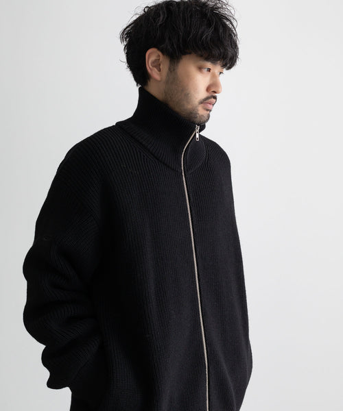 stein / シュタイン】OVERSIZED DRIVERS KNIT ZIP JACKET - BLACK