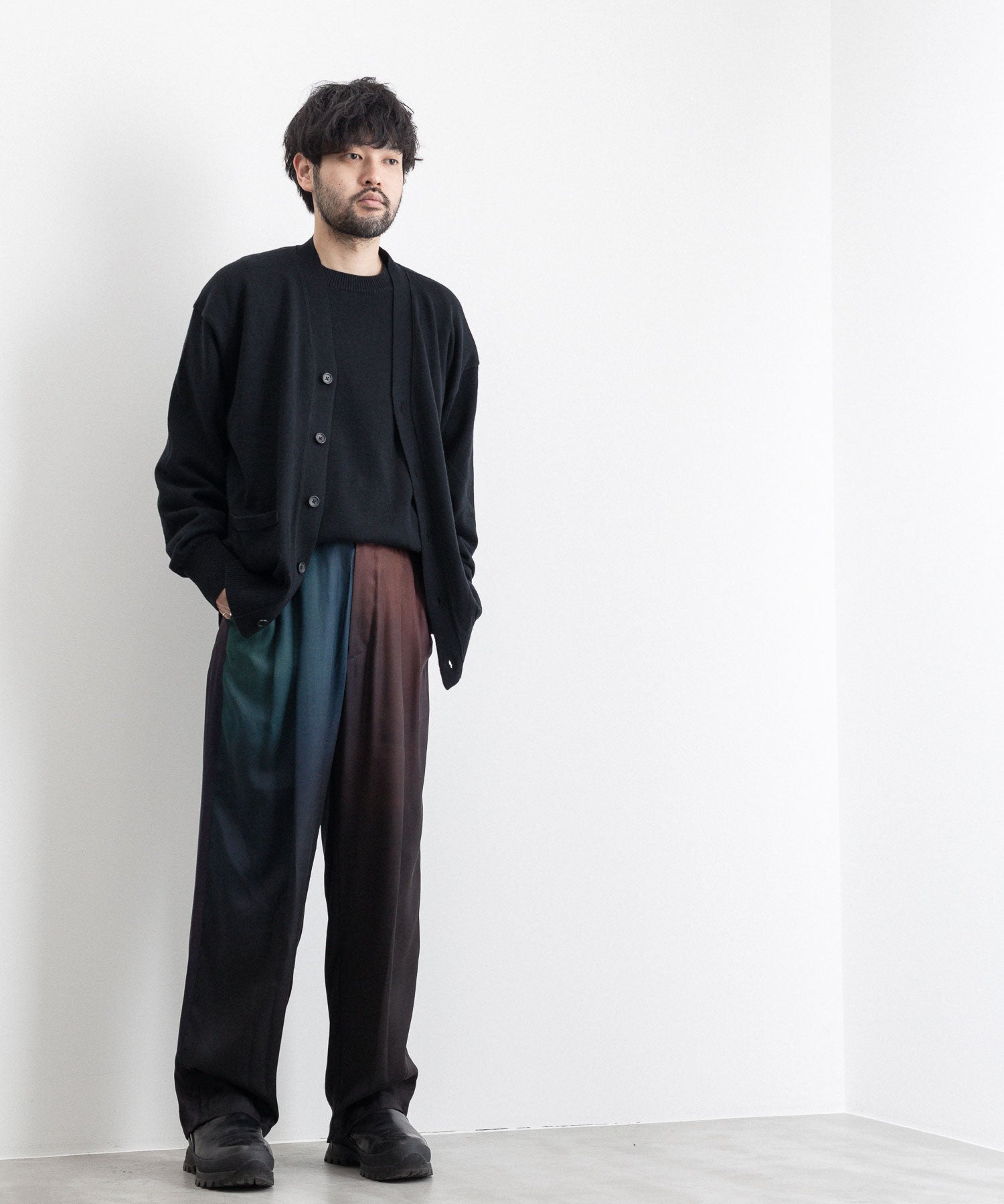 ライトブラウン/ブラック （新品）stein】CUPRO WIDE EASY TROUSERS