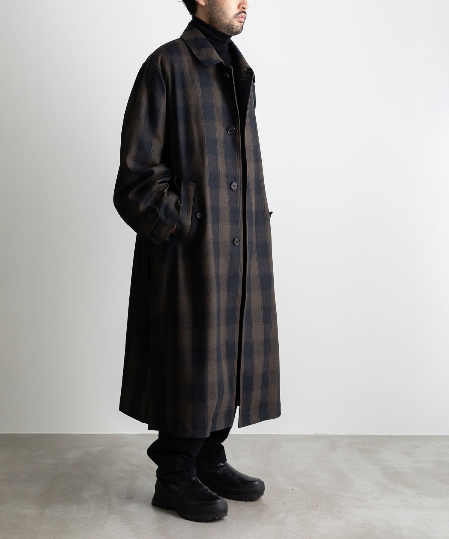 OVERLAPPED BALMACAAN COAT - BLOCK CHECK - アウター