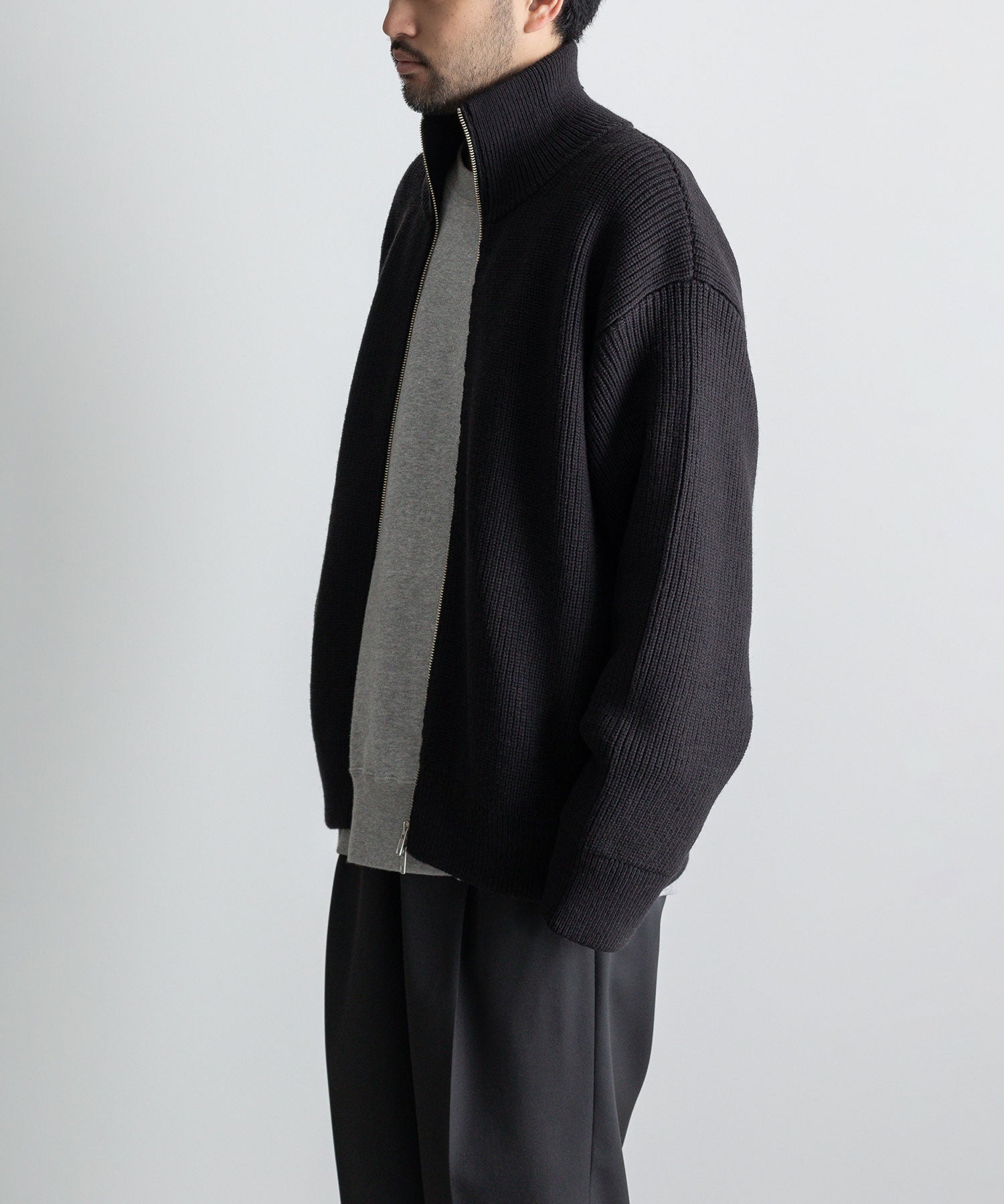 stein / シュタイン】OVERSIZED DRIVERS KNIT ZIP JACKET - DARK