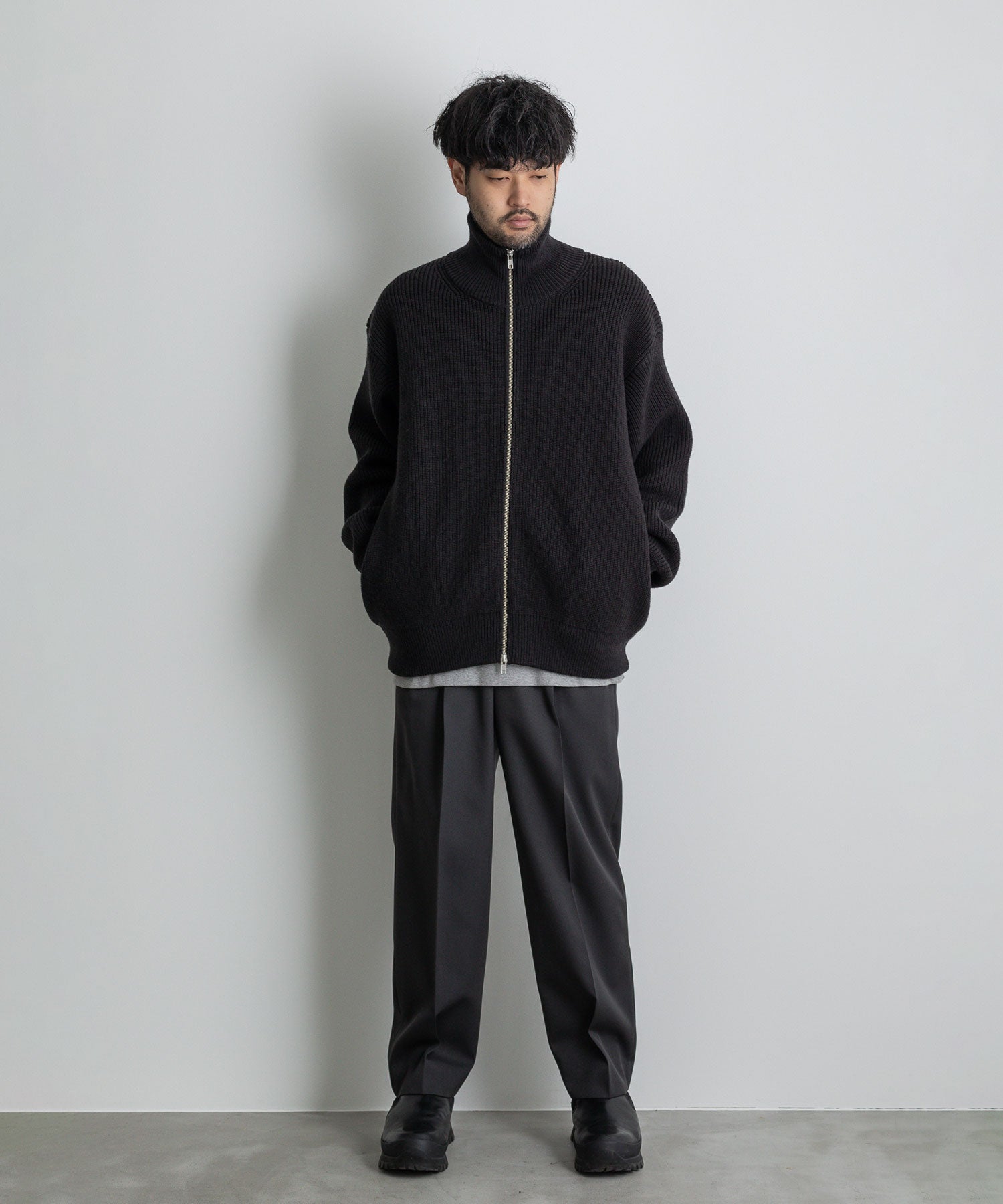 stein / シュタイン】OVERSIZED DRIVERS KNIT ZIP JACKET - DARK