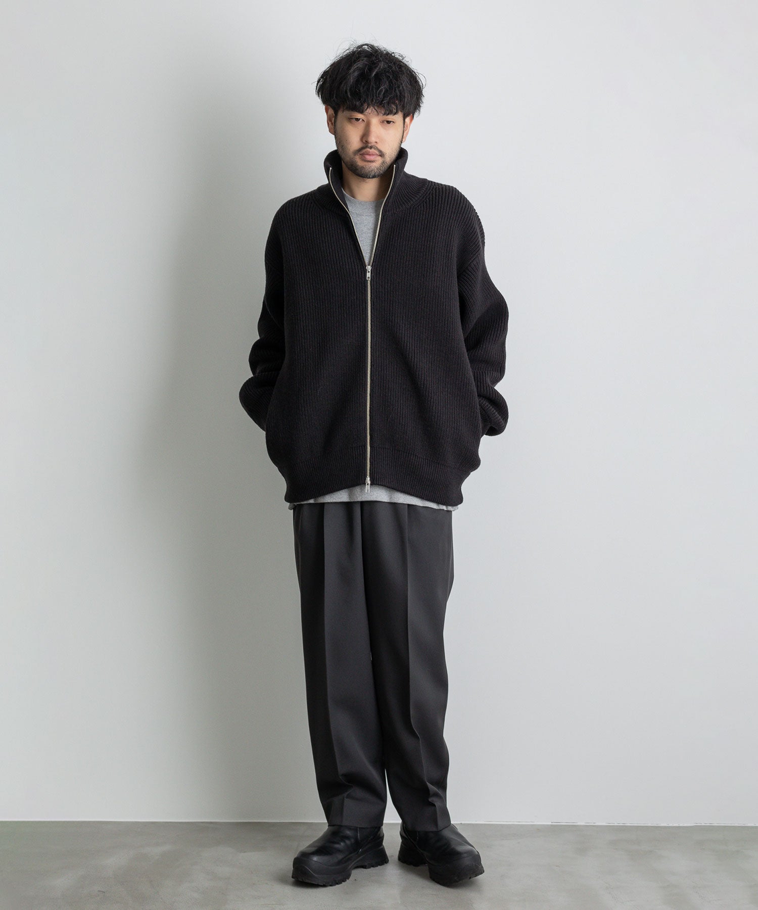 カラーブラックstein OVERSIZED DRIVERS KNIT ZIP JACKET