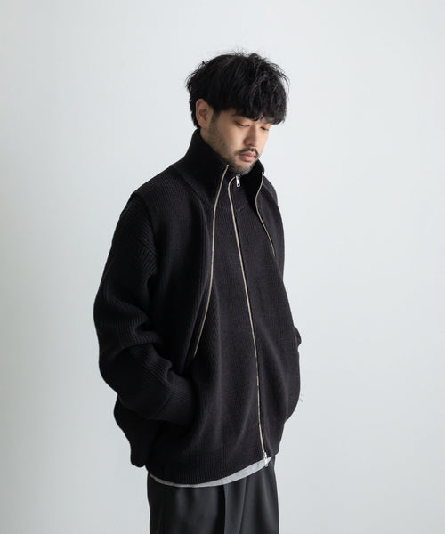 サイズSOVERSIZED DRIVERS KNIT ZIP JACKET BLACK