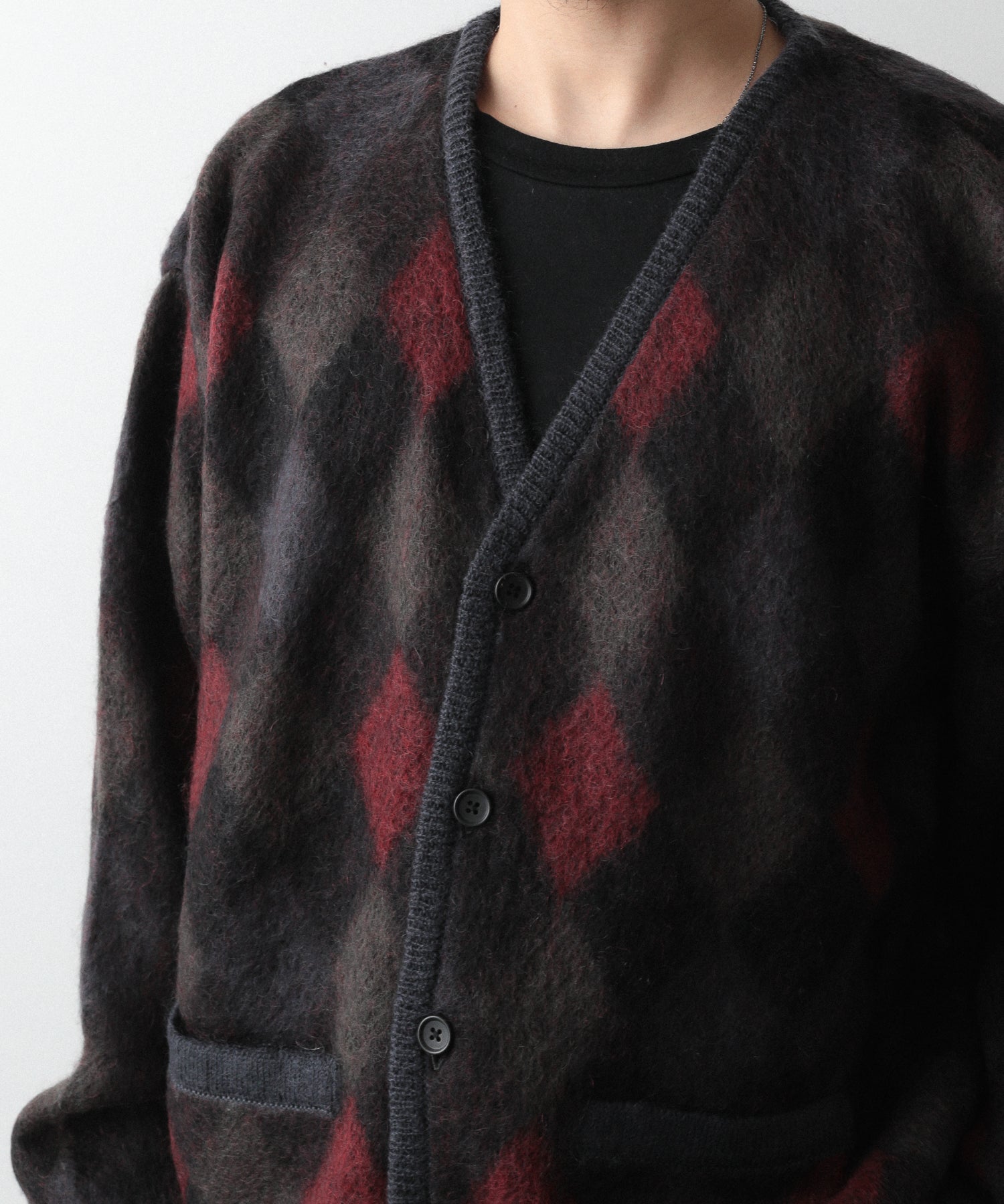 stein】22AW KID MOHAIR ARGYLE CARDIGAN www.pachiralodge.com