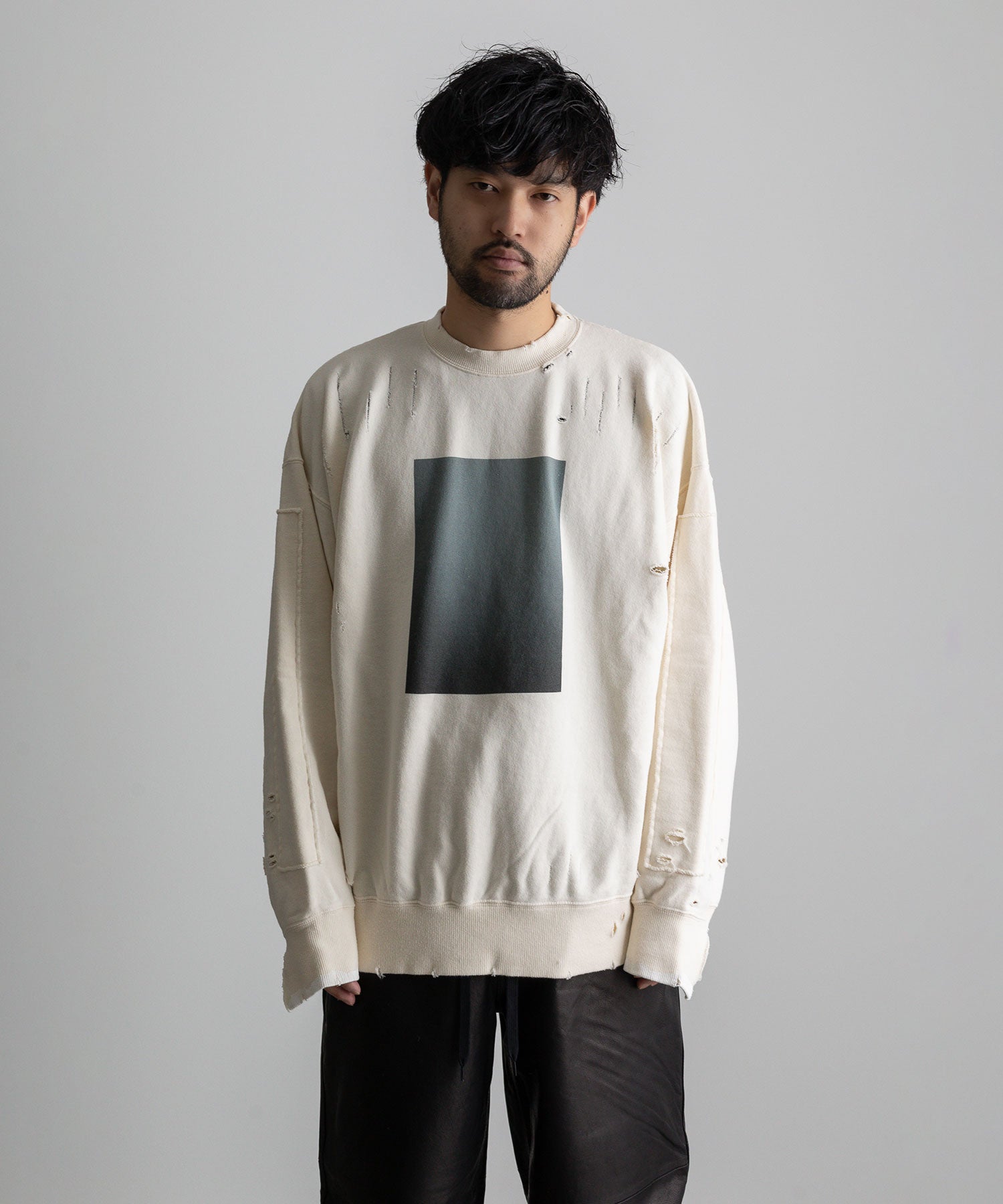 OVERSIZED REBUILD SWEAT LS OFF WHITE」 | www.michaelfulcherstudios.com