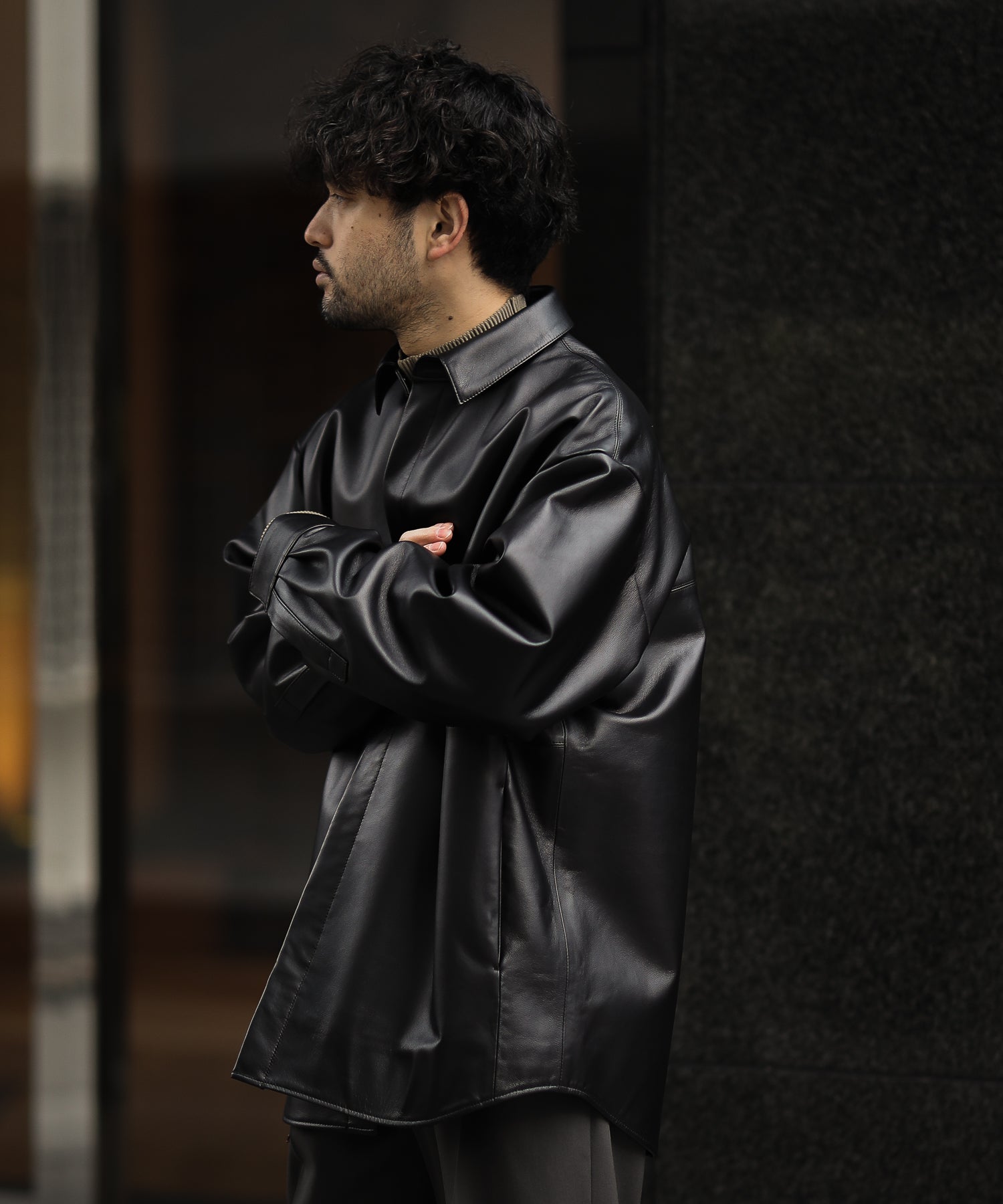 stein OVERSIZED LEATHER ZIP JACKET 22SS www.expressinter.com