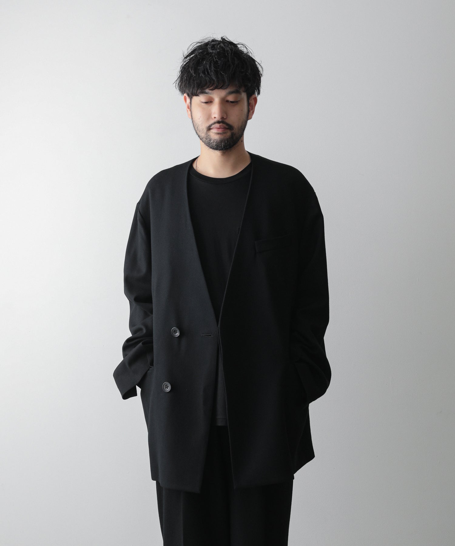 stein】OVERSIZED NO COLLAR TAILORED JACKET - BLACK | 公式通販