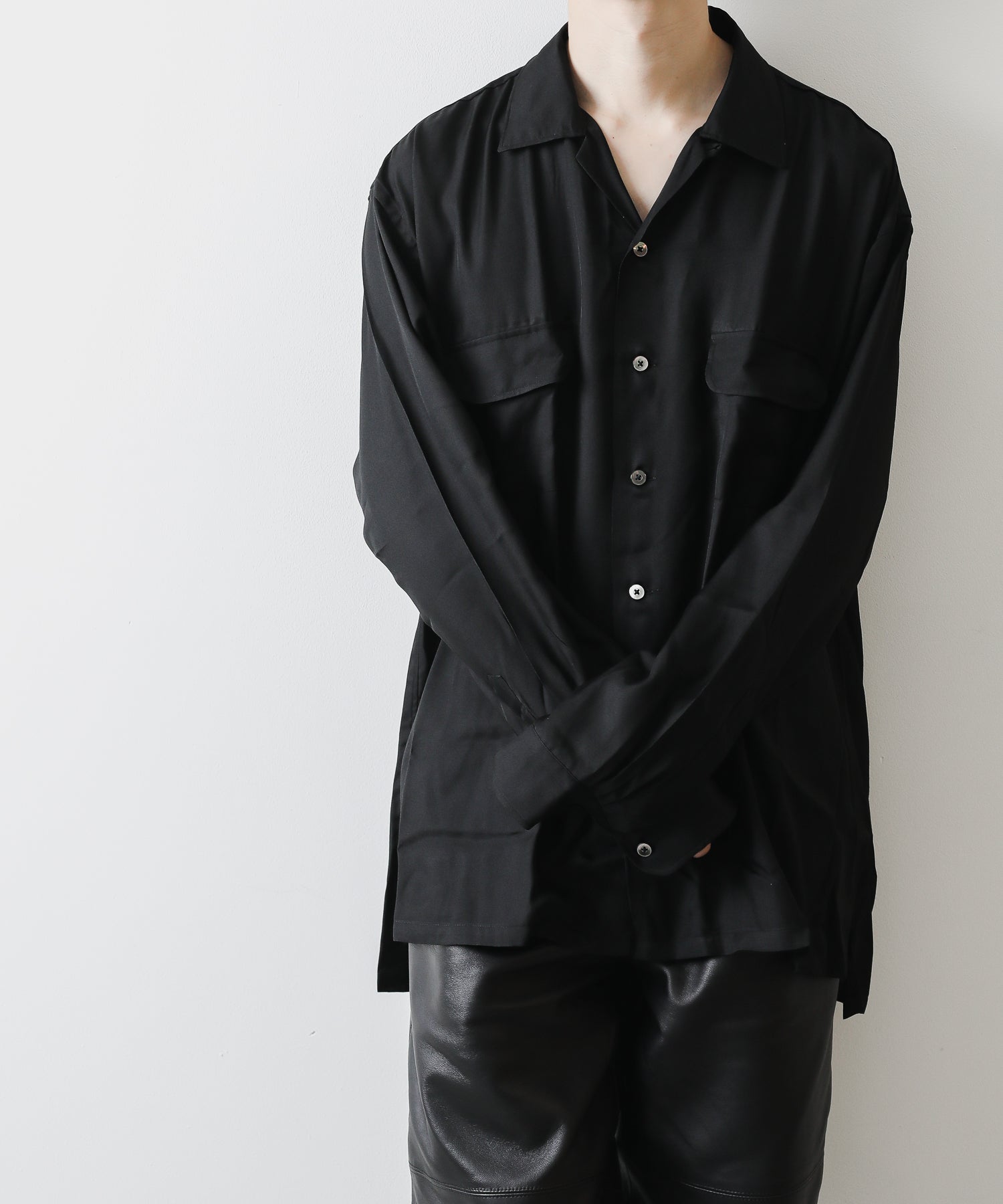 INTERIM HYPER BIG OPEN COLLAR SHIRT-