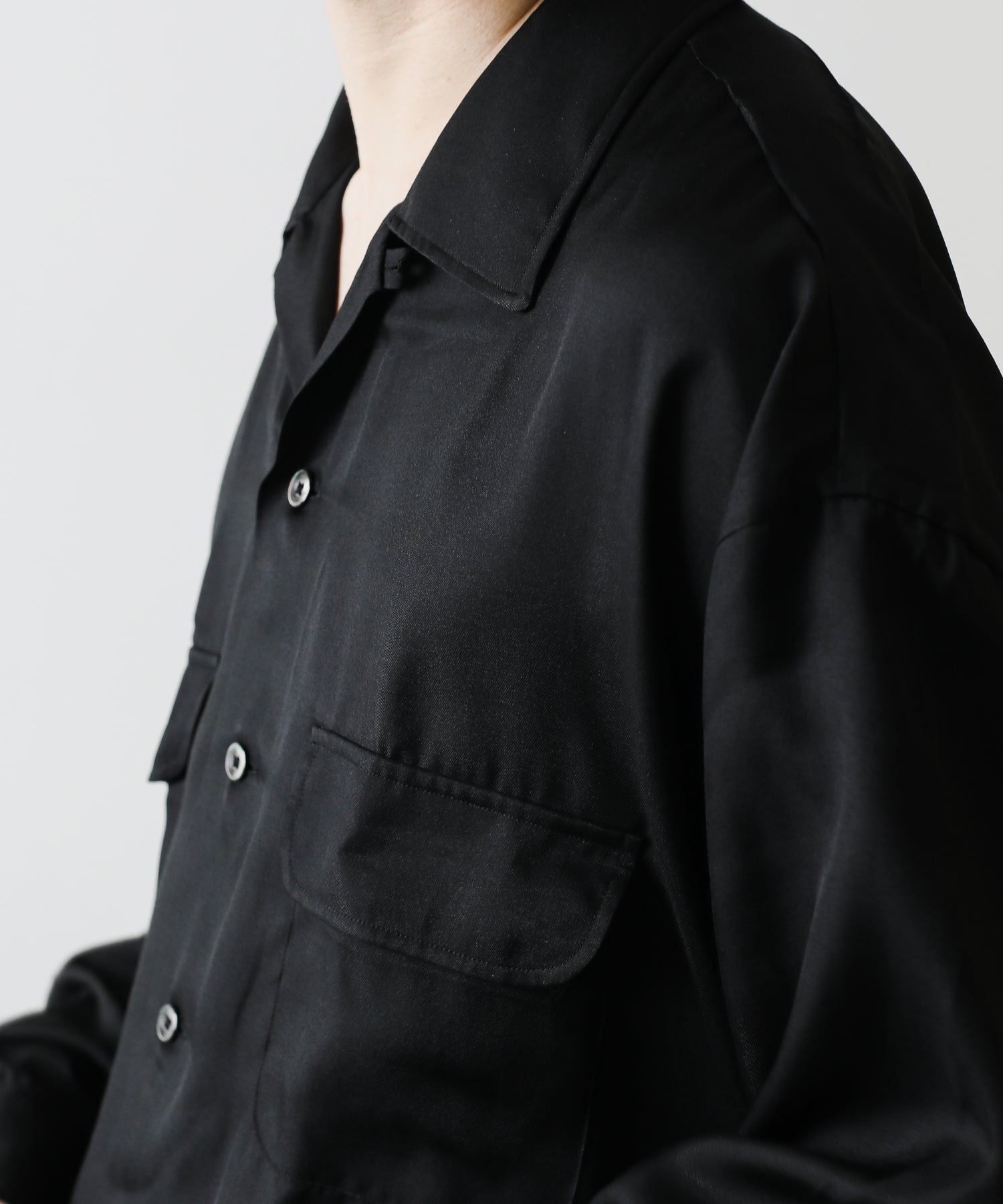 INTERIM HYPER BIG OPEN COLLAR SHIRT-