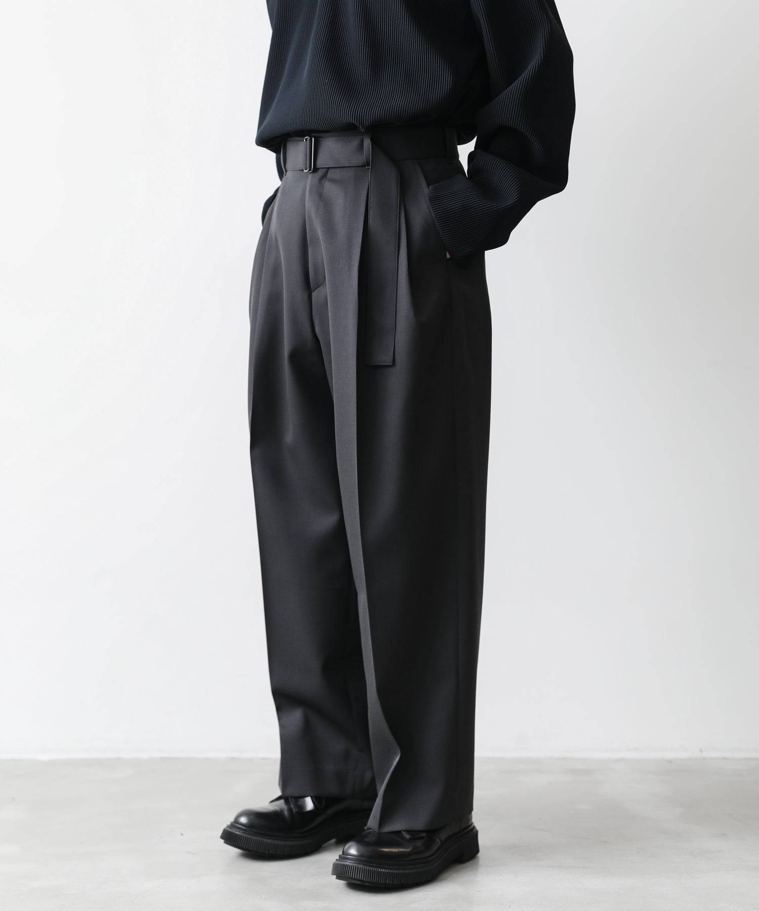stein Belted Wide Straight Trousers S-