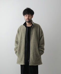 stein wool boa zip long jacket-