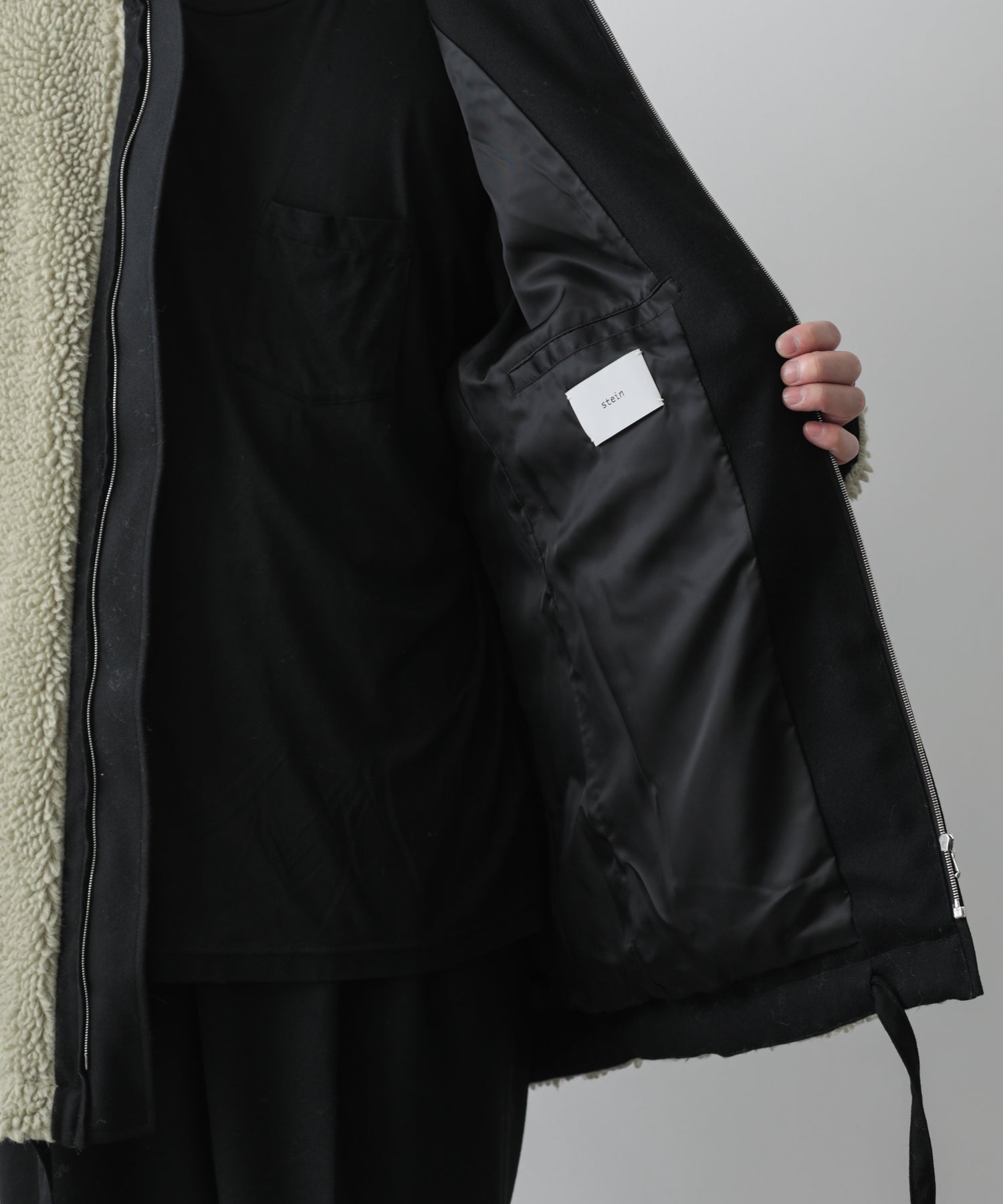 stein wool boa zip long jacket | www.accentdental.com.au