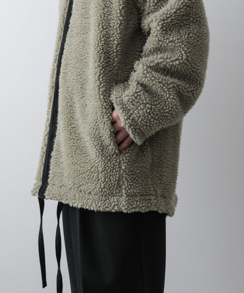 WOOL BOA ZIP LONG JACKET stein - ジャケット/アウター