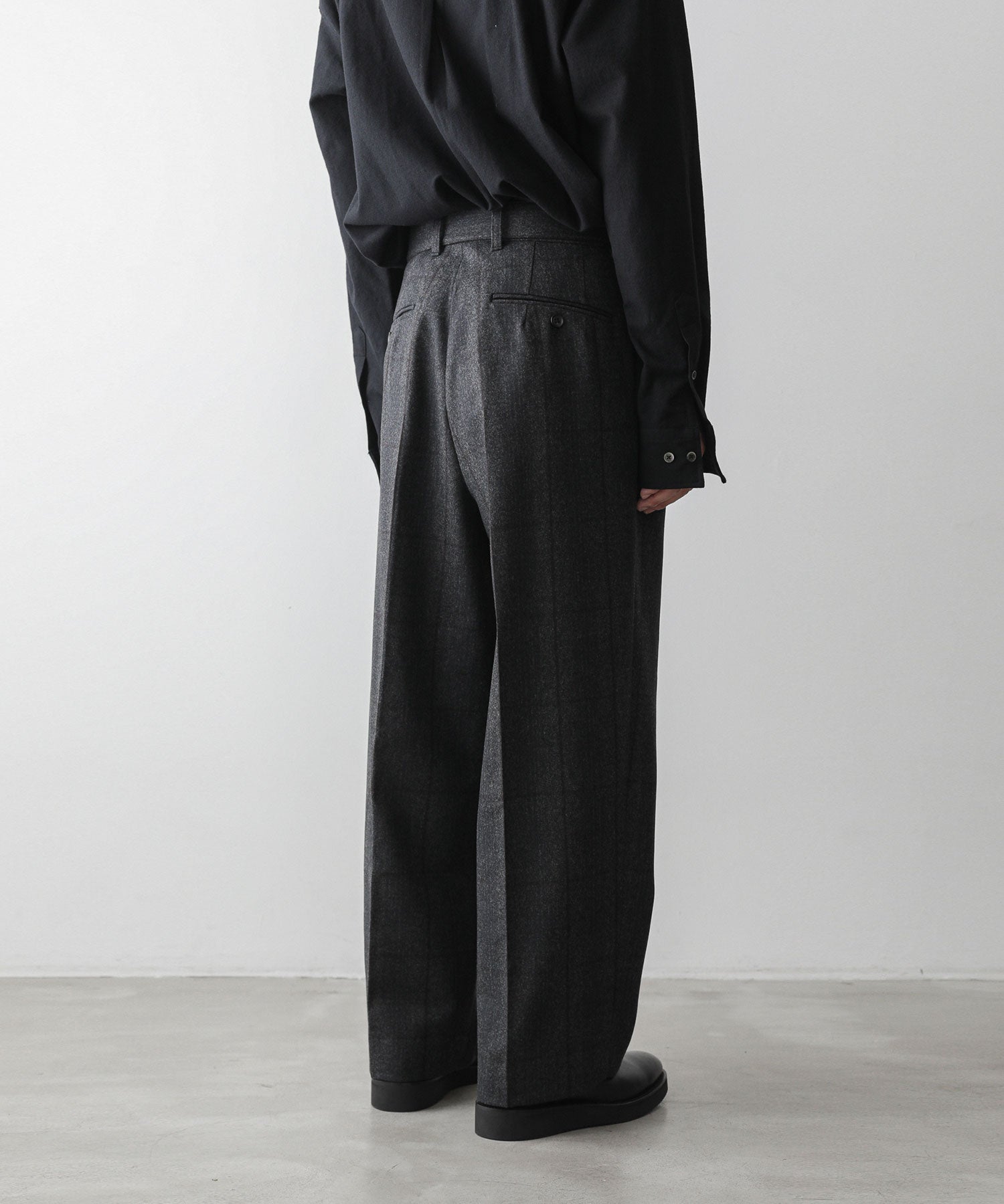 steinWIDE STRAIGHT TROUSERS/Shadow check-