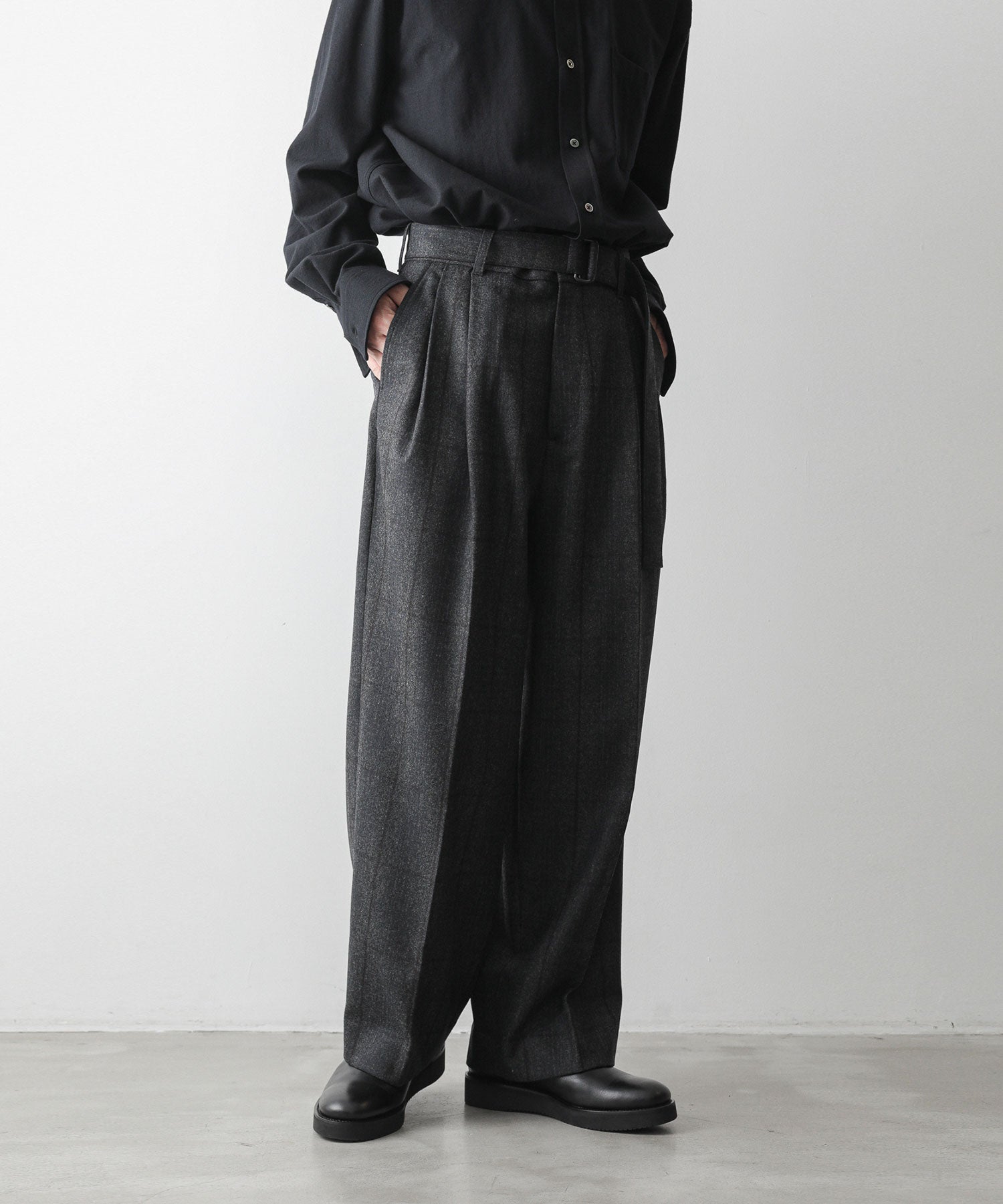 代引不可代引不可stein Belted Wide Straight Trousers スラックス