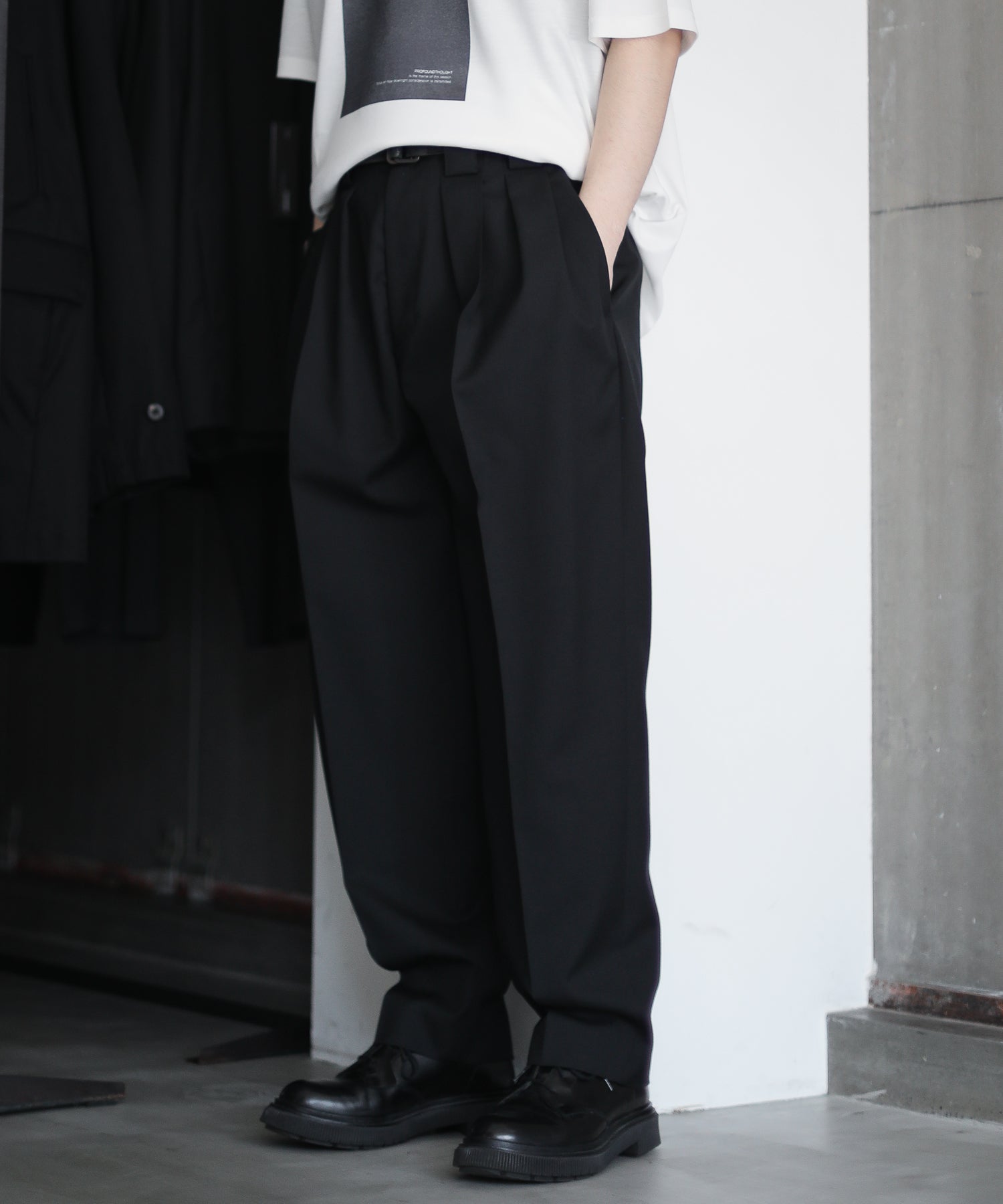 20SS/Double WaistWide Trousers/M/コットン/グレー/ST.131 - パンツ