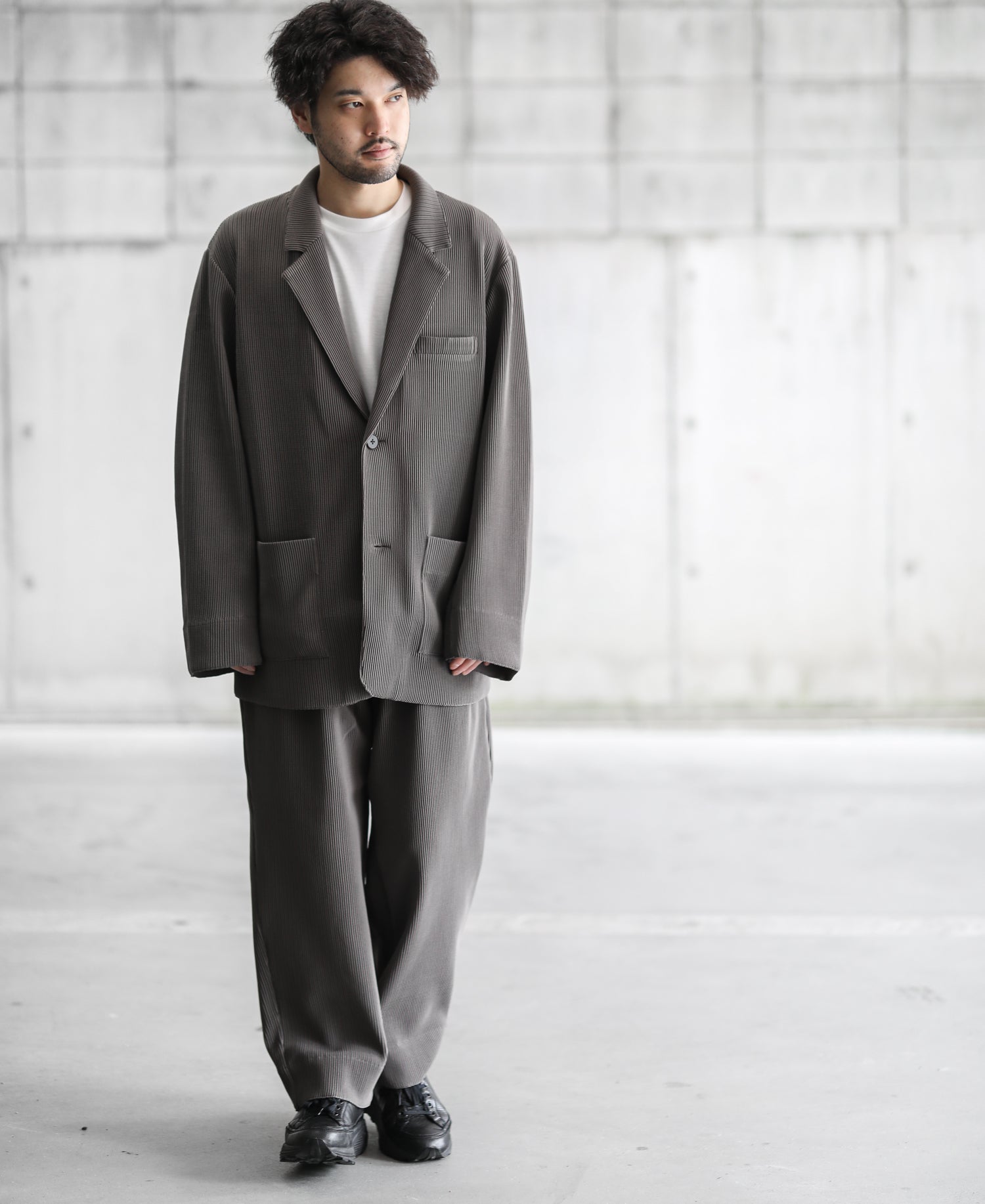 stein 21AW Gradation Pleats Setup グレージュ-