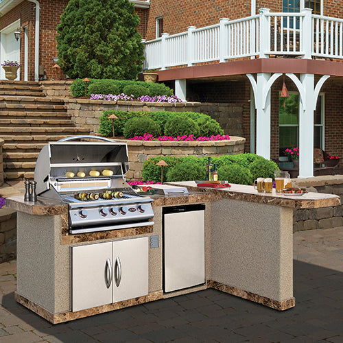 L-Shaped BBQ Island With P4 Grill And Refrigerator By Cal Flame LBK820 ...