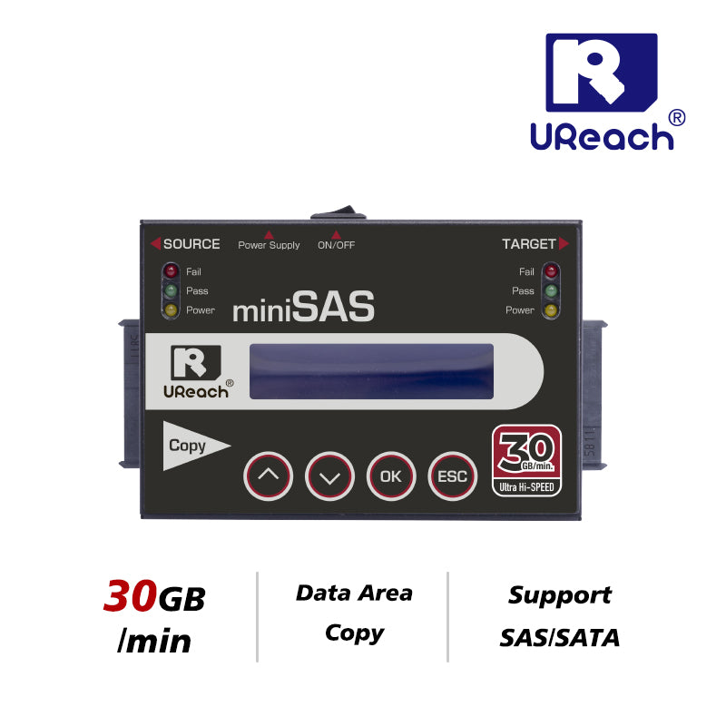 U-Reach SA310 1:1 Standalone Hard Drive Duplicator and Eraser for 2.5" / 3.5" SATA and SAS Drives, Ultra high speed of 30GB/min