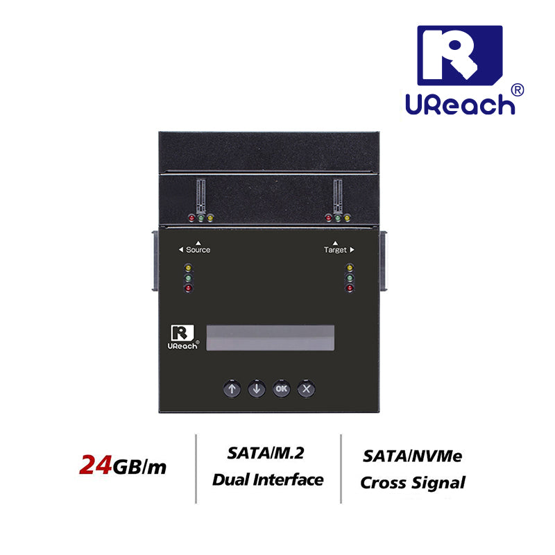 U-Reach SP151 1:1 Standalone M.2 NVMe/SATA Duplicator and Löschgeräte für NVME- und SATA-Geräte, Ultrahohe Geschwindigkeit von 24 GB/min