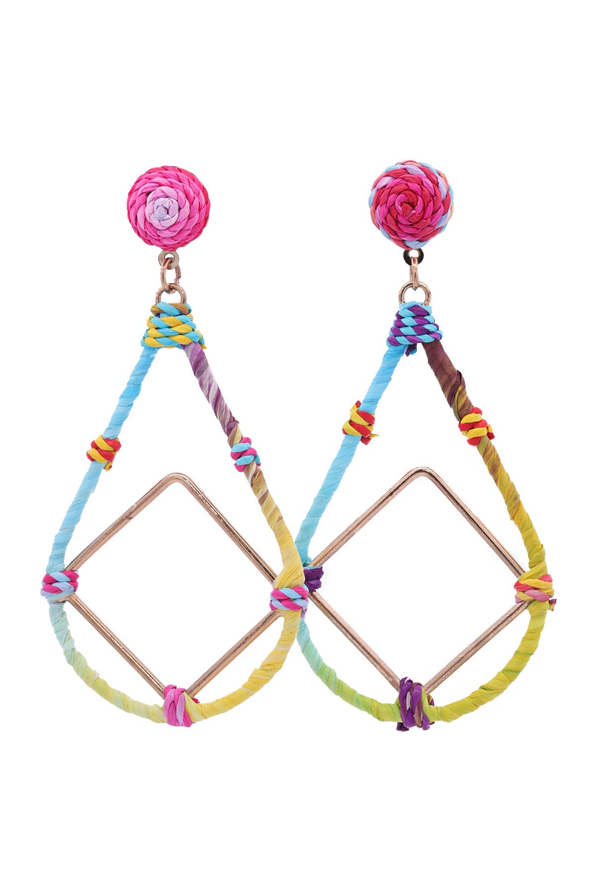 Raffia Open Teardrop with Dia Drop Earrings
