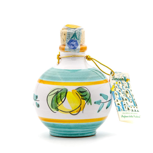 Limoncello 100% natural with ceramic glasses of Vietri sul Mare,  hand-painted