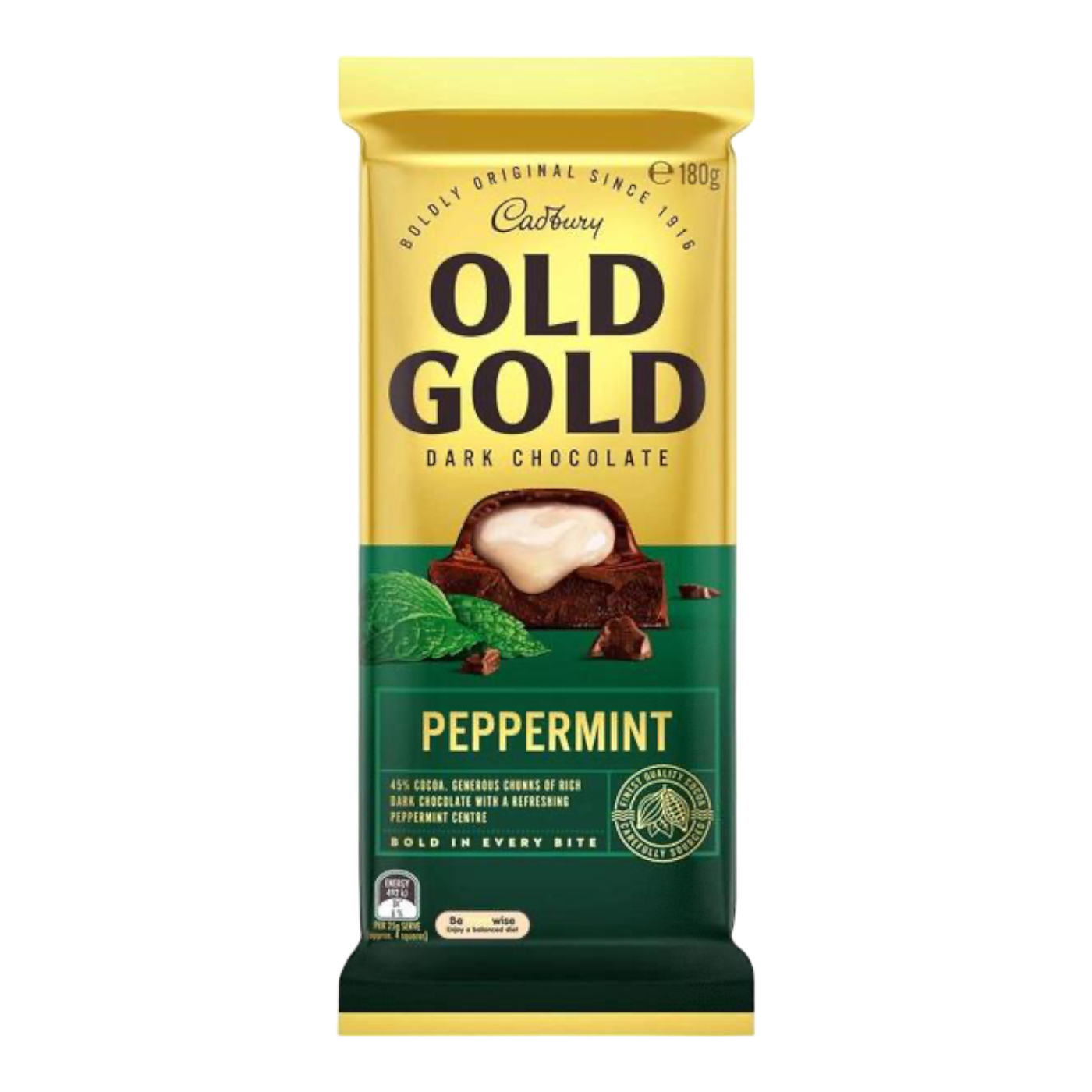 Image of Cadbury Old Gold Peppermint Chocolate Block (Australia) - 6.3oz (180g) OLD GOLD DARK CHOCOLATE 