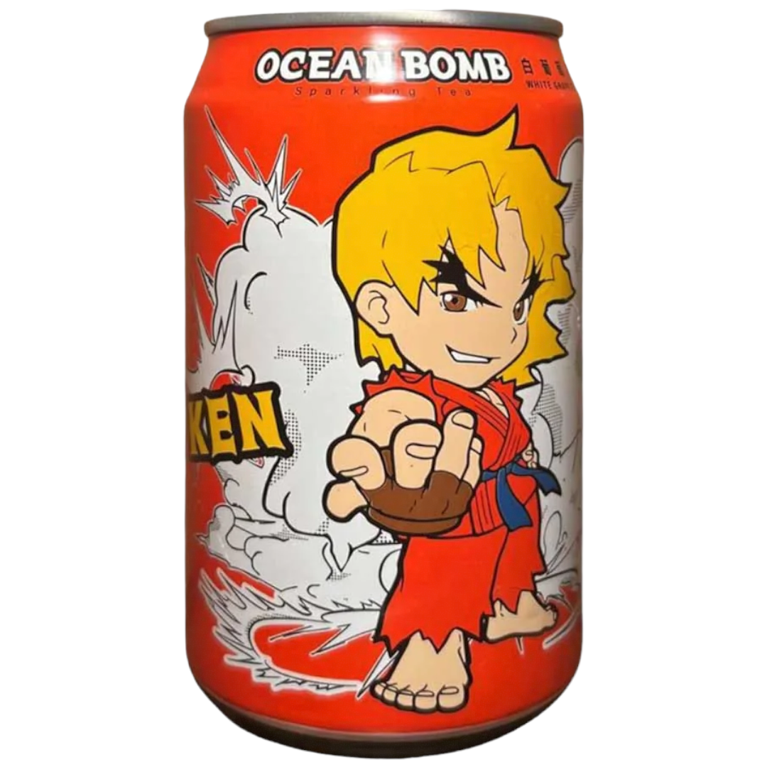 Image of Ocean Bomb Street Fighter White Grape Flavour Sparkling Tea (Ken) - 330ml