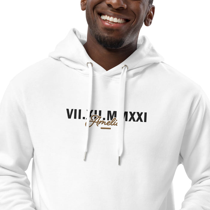 Custom Matching Couple Hoodie Embroidered Roman Numeral Date + Name - the best 2-year anniversary gift for couples