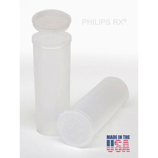 Pop Top Vial - Philips 60 Dram - 1/2 Oz - Child Resistant - Translucent Clear - (75 Count)