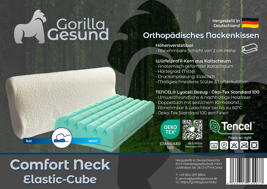 Gorilla Gesund Nackenkissen Comfort Neck Elastic-Cube, Höhenverstellbar