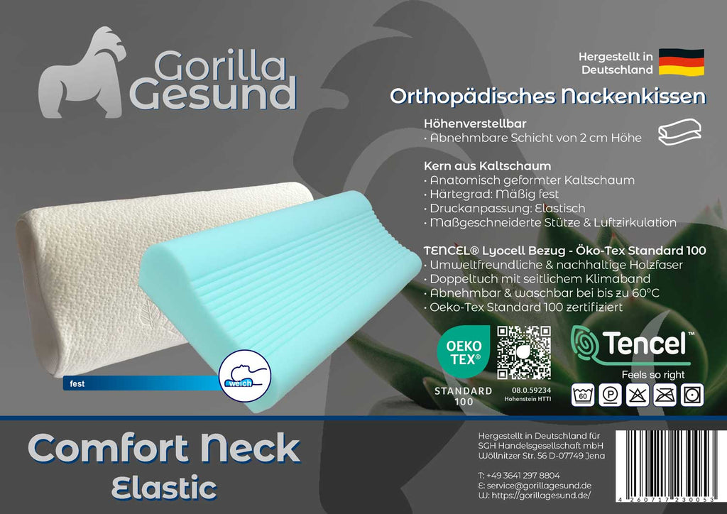 Gorilla Gesund Nackenkissen Comfort Neck Elastic, Höhenverstellbar