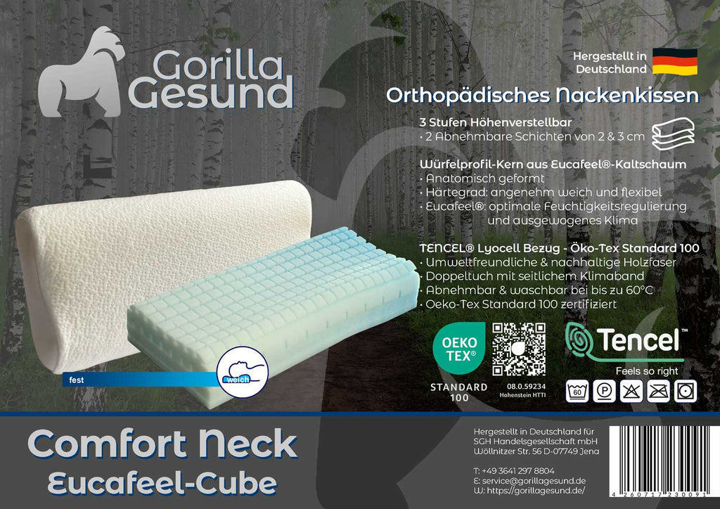 Gorilla Gesund Nackenkissen Comfort Neck Eucafeel®-Cube, Höhenverstellbar