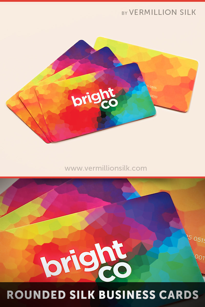 Rainbow colored silk business card photo