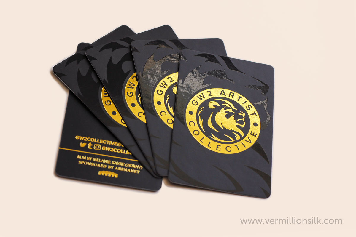 spot UV and gold foil business cards