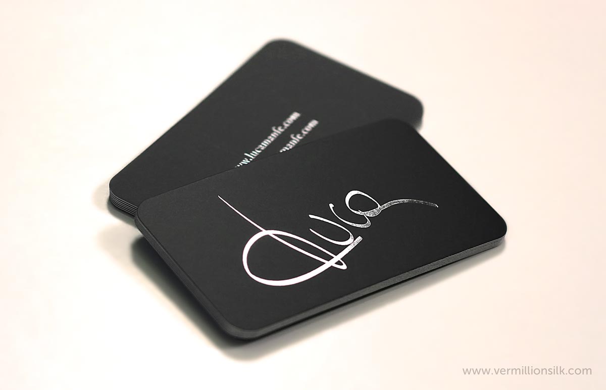 silver foil stamped business card