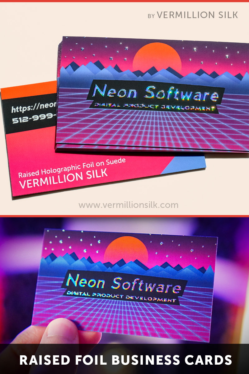 raised holographic foil business cards