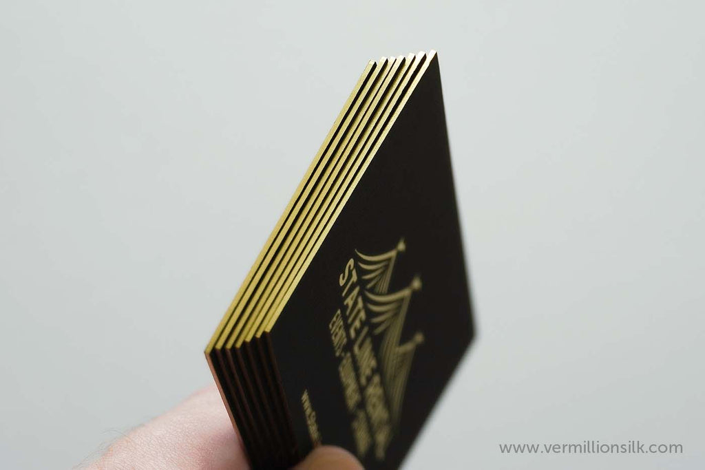 business card with gold foiled edges
