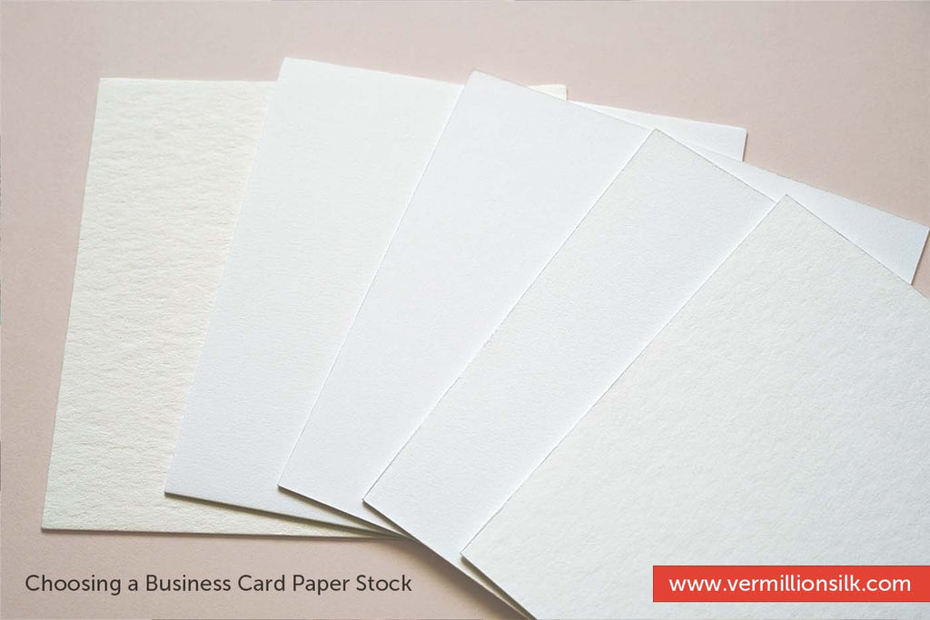 collection of paper types for choosing a thickness and paper stock for luxury business cards