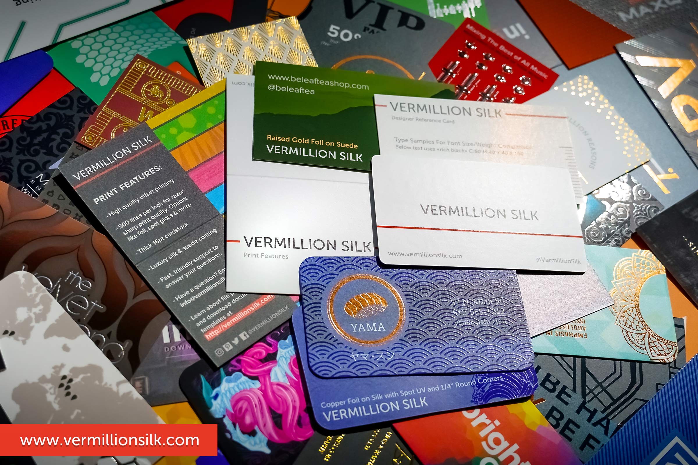 Vermillion Silk luxury business card printing