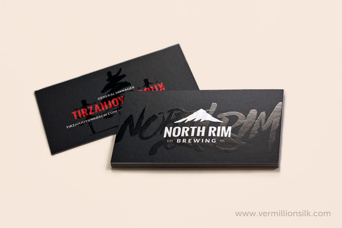 black silk business cards with blind spot uv gloss