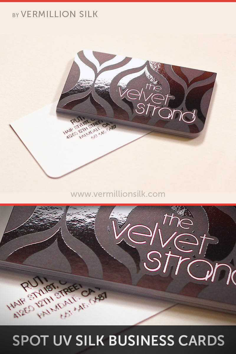 silver foil silk business cards with spot uv gloss